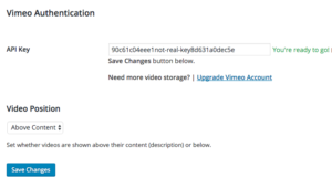 Enter Vimeo API Key